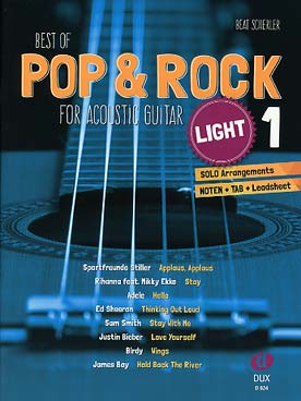 Illustration de BEST OF POP & ROCK for acoustic guitar (arr. Beat Scherler, solfège/tablature) - Light 1