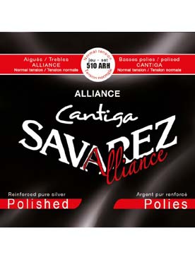 Illustration de Cordes Savarez Alliance/Cantiga rouge  jeu complet : 3 aiguës Alliance  3 basses Cantiga filées argent pur  renforcé et poli 