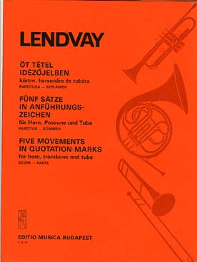 Illustration de Fünf Sätze in Anführungszeichen pour cor, trombone et tuba