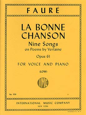 Illustration de La Bonne chanson, recueil de 9 mélodies (poèmes de Verlaine), voix basse
