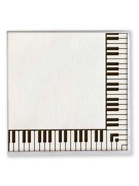 Illustration de Serviettes en papier 33 x 33 cm avec 2 contours notes de piano (lot de 20)