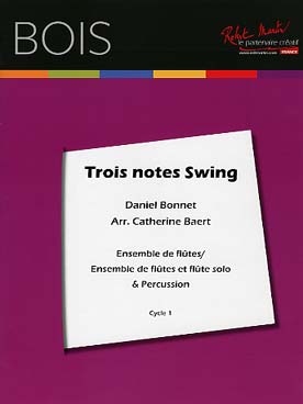 Illustration de Trois notes swing pour ensemble de flûtes, flûte solo et percussion