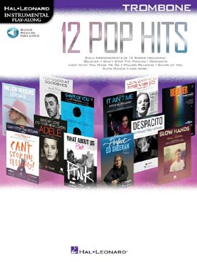 Illustration de 12 POP HITS avec accès audio en ligne du morceau ainsi que de l'accompagnement