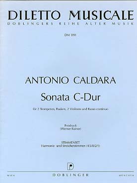 Illustration de Sonate en do M pour 2 trompettes, timbales, 2 violons et basse continue - Parties séparées