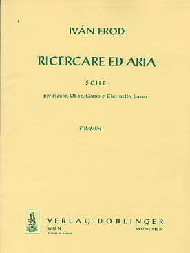 Illustration de Ricercare ed aria pour flûte, hautbois, cor et clarinette basse - Parties séparées