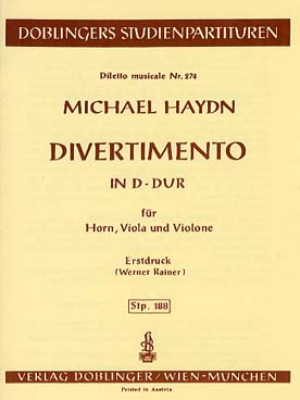Illustration de Divertimento en ré M Hob. IV:D3 pour cor alto et contrebasse - Conducteur de poche