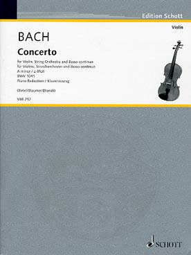 Illustration de Concerto BWV 1041 en la m pour violon et cordes, tr. violon et piano