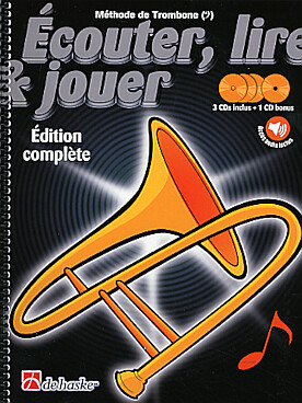 Illustration de ÉCOUTER, LIRE ET JOUER trombone - Méthode : les 3 volumes réunis sous reliure spirale avec les 3 CD play-along + morceaux supplémentaires et CD bonus 