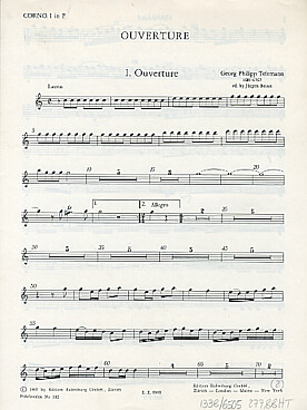 Illustration de Ouverture pour 4 cors, 2 hautbois,  basson et orchestre à cordes - Parties séparées