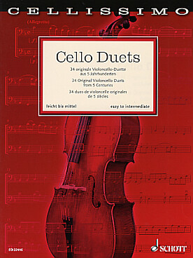 Illustration de CELLO DUETS : 34 duos originaux, niveaux facile à intermédiaire (conducteur, pas de partie séparée 2e violoncelle)