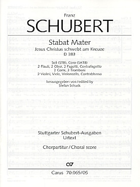 Illustration de Stabat mater D 383 (Jesus Christus  schwebt am Kreuze) pour soli STB, chœur SATB et orchestre