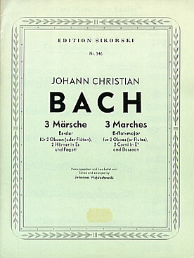 Illustration de 3 Marches pour 2 hautbois (ou flûtes), 2 cors et 1 basson