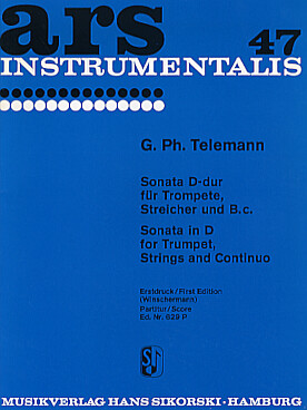 Illustration de Sonate en ré M pour trompette, cordes et basse continue - Conducteur