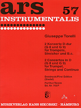 Illustration de 2 Concertos en ré M pour trompette, cordes et basse continue - Conducteur