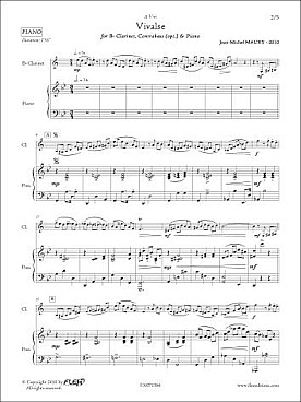 Illustration de Vivalse pour clarinette et piano (et contrebasse en option)