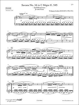 Illustration de Sonate K 545 N° 16 en do M - 2e mouvement