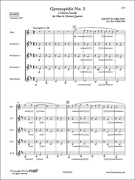 Illustration de Gymnopédie N° 3 pour hautbois et quatuor de clarinettes