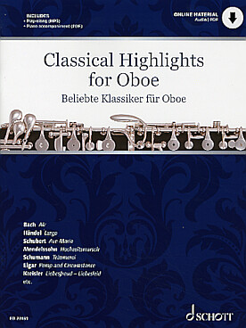 Illustration de CLASSICAL HIGHLIGHTS for oboe avec téléchargement audio des morceaux et  accompagnement piano à imprimer en pdf