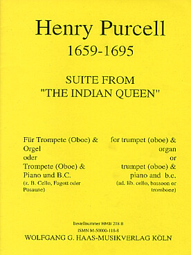 Illustration de Suite from The Indian Queen pour trompette ou hautbois et orgue