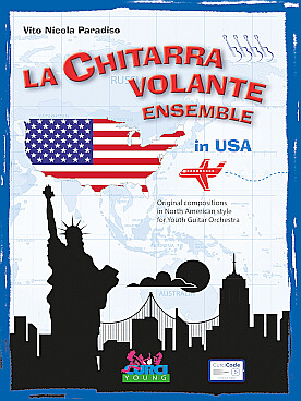 Illustration de La Chitarra volante - In USA : original compositions in North American style for youth guitar orchestre