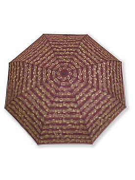 Illustration de Parapluie pliant fond bordeaux avec motifs notes de musique en doré (24 cm)