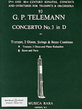 Illustration de Concerto N° 3 en ré M pour trompette,  2 hautbois, cordes et basse continue