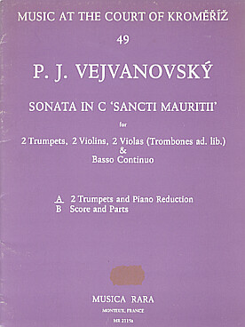 Illustration de Sonata "Sancti mauritii" pour 2 trompettes, 2 violons, 2 altos et basse continue, réd. piano  