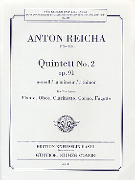Illustration de Quintette op. 91/2 en la m pour flûte,  hautbois, clarinette, cor et basson