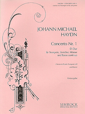Illustration de Concerto N° 1 en ré M pour trompette,  cordes, cor et basse continue, réd. piano